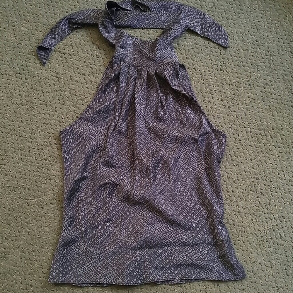 High neck silky sleeveless top